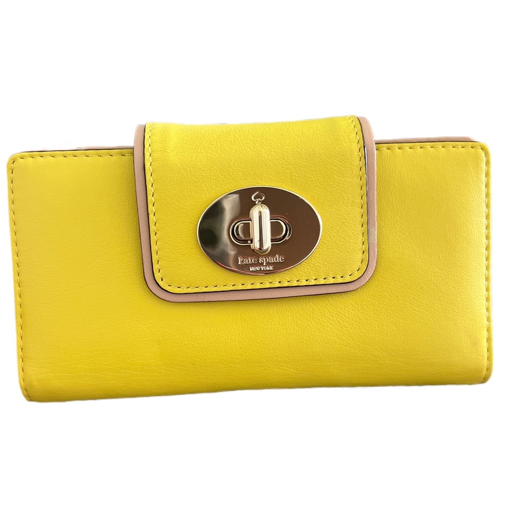 Kate Spade Yellow Wallet with Gold Accents